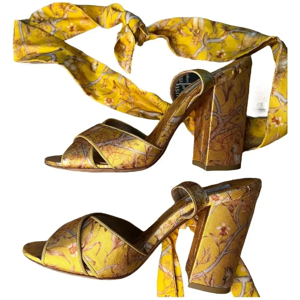 Tabitha Simmons x Johanna Ortiz Connie Jacquard Ankle Tie Sandals sz 37 EU - Picture 5 of 12